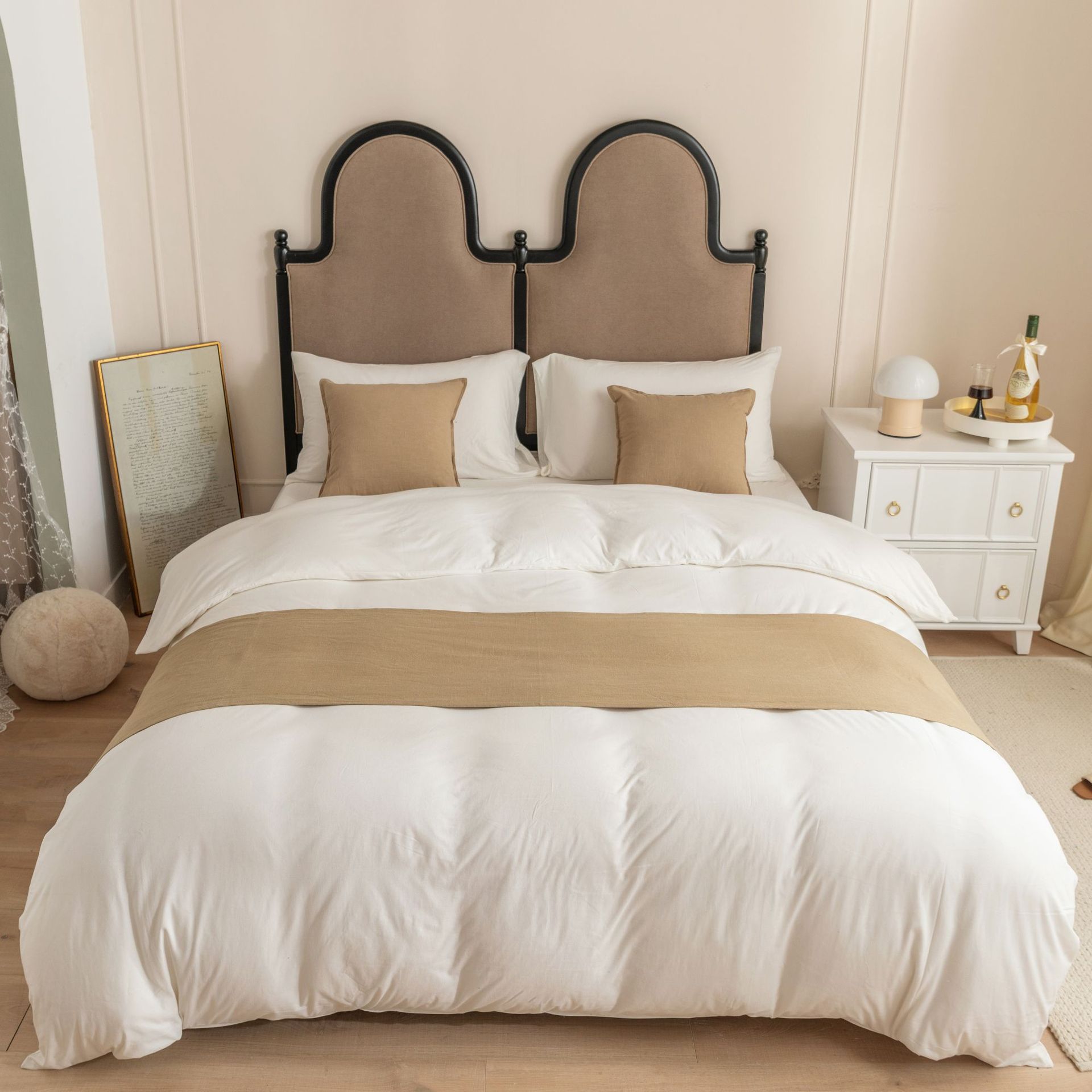 Cilected 3Pcs Baumwolle Und Leinen Bett Runner Einfarbig Bettdecke Protector Wurf Haus Hotel Schlafzimmer Decor Runner Bett Schwanz handtuch