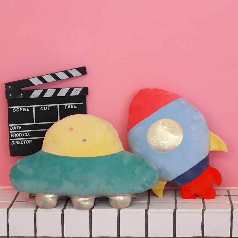 Almohada mullida de cohete, nave espacial, Planeta, astronauta, juguetes de peluche, de cumpleaños y Navidad, accesorios infantiles