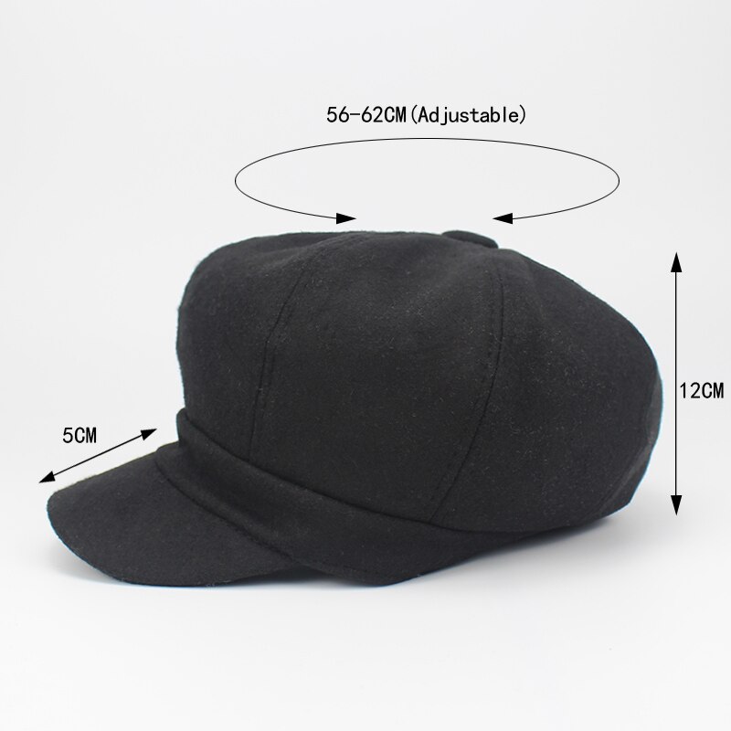 Retro vinter kvinnlig basker duckbill murgröna keps kvinna flicka platt cabbie newsboy varm hatt svart / vin konstnär bomull kvinnor hatt