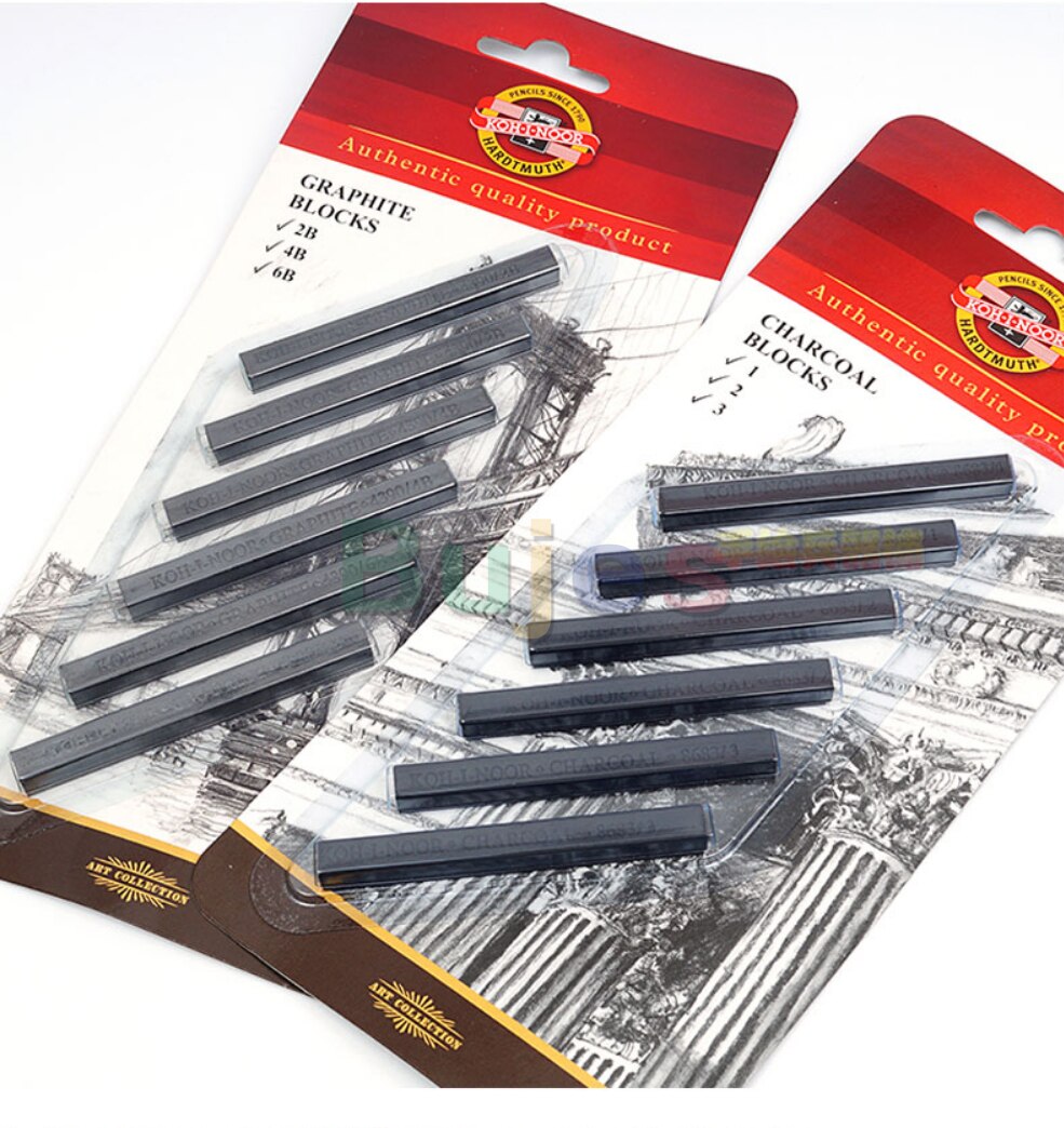 Lot de 6 barres de carbone carrées en graphite, KOH-I-NOOR pièces, pour dessin, croquis, fournitures artistiques professionnelles