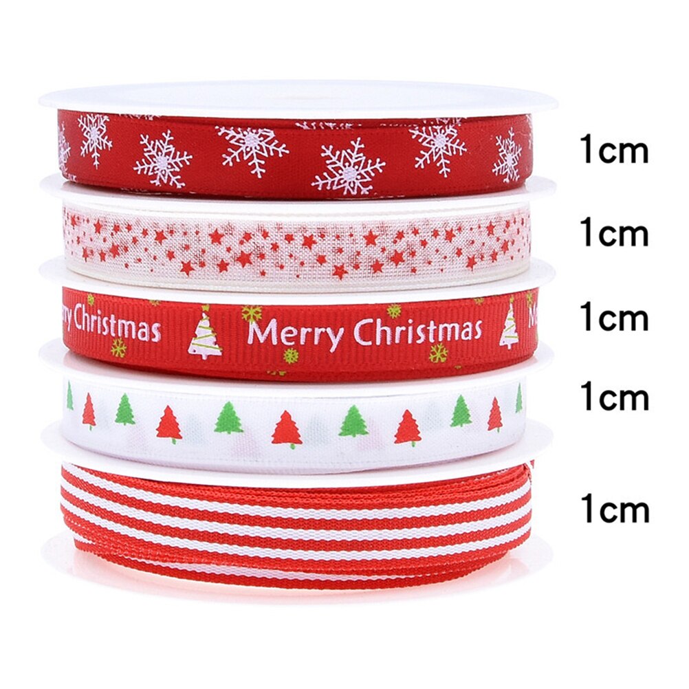 5 Roll Kerst Linten Satijnen Linten Cadeaupapier Diy Craft Voor Festival Decor Decor