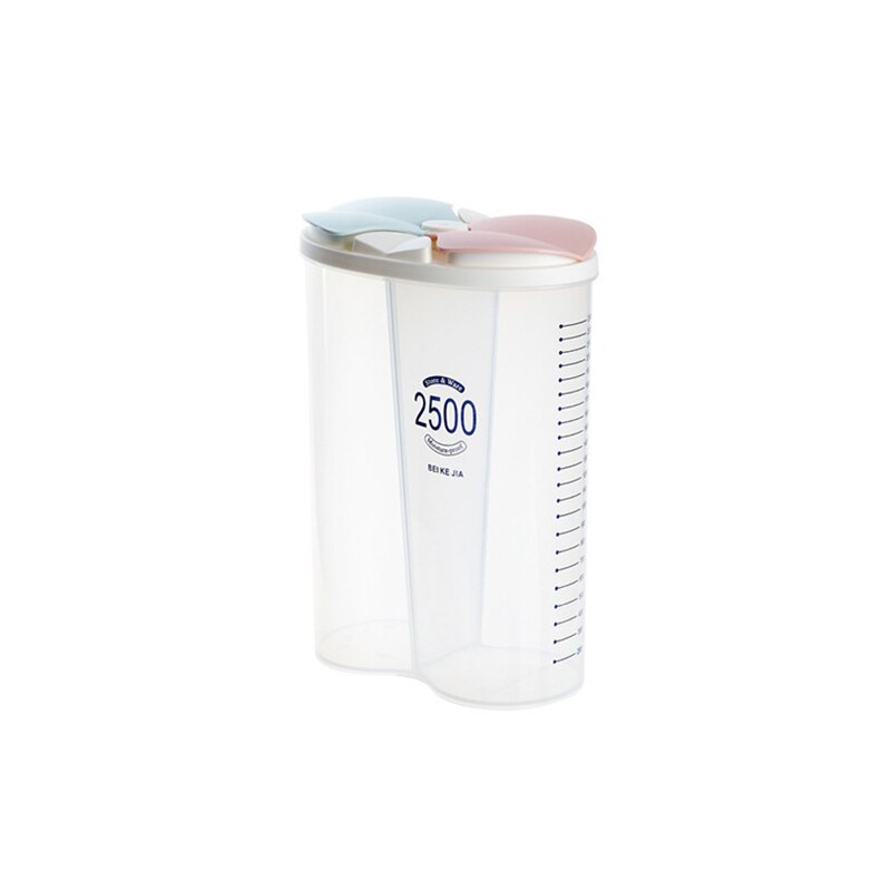 2/3/4 gitter roterende plast korndispenser oppbevaringsboks kjøkken mat ris container oppbevaring mel korn oppbevaring flaske krukke: 2 rutenett 2500ml