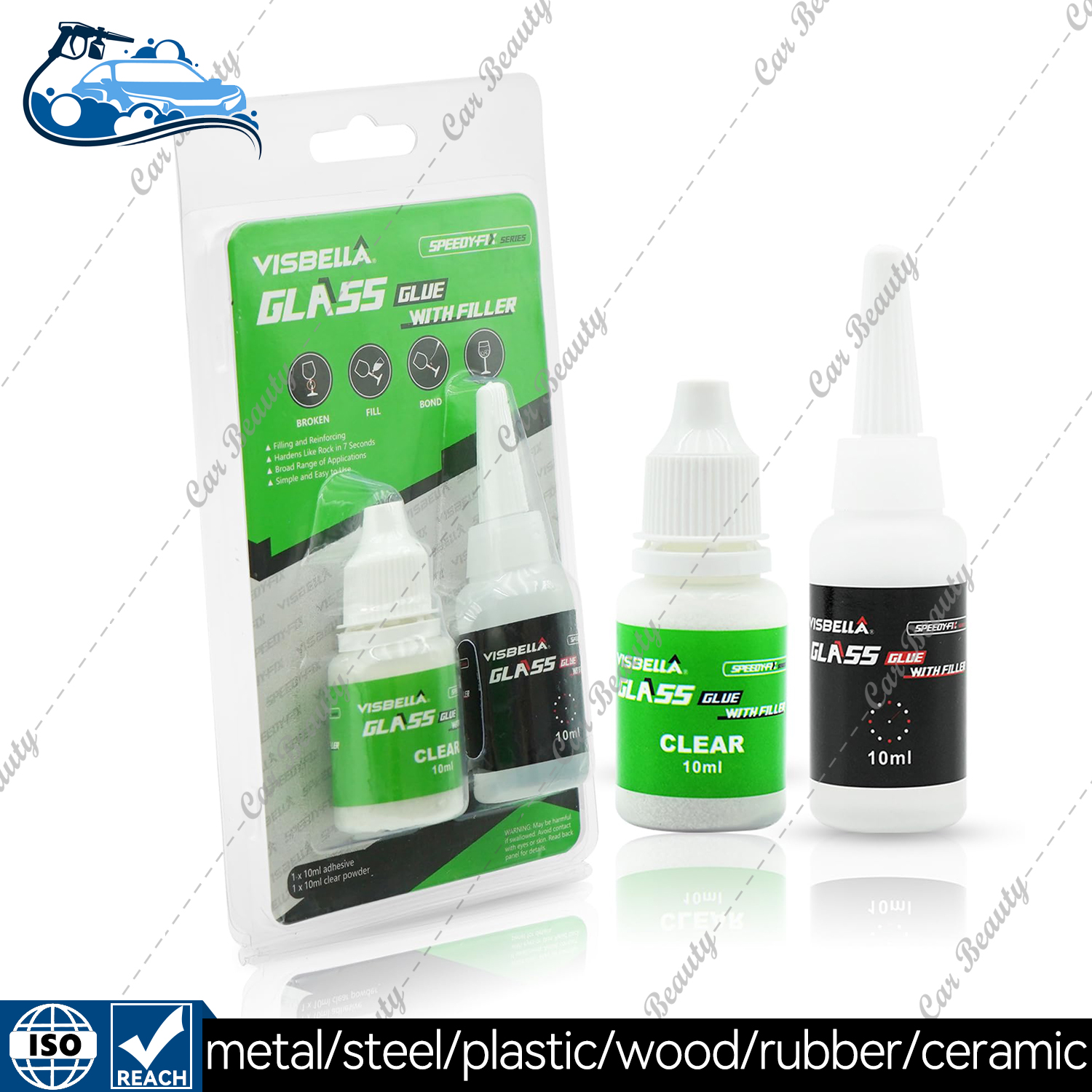 Colla fissa veloce con riempitivo Riempimento Adesivo rinforzante Polvere per saldatura Riparazione incollaggio per ceramica Vetro Metallo Plastica dura Legno: Blu