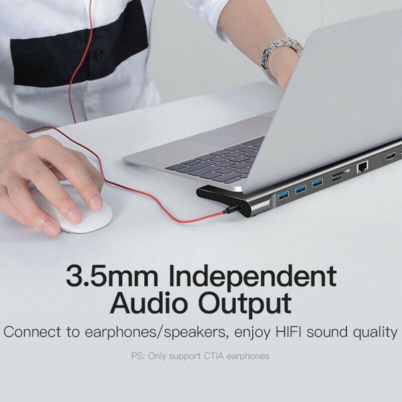 11 in 1 HUB 4K USB Type-C om USB 3.0 TF HDMI VGA RJ45 Mini DP Docking station Laptop Docking Station voor Mac boek voor Huawei