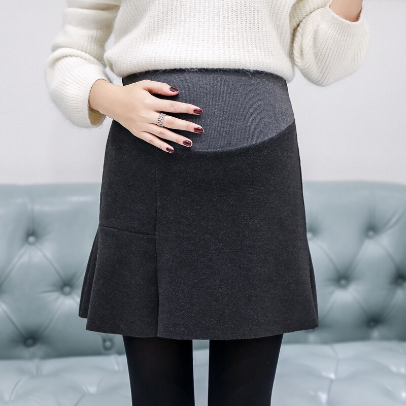Barsel slid uld nederdele korea empire nederdel til graviditet kvinder gravid bomuldstøj forår efterår plus størrelse