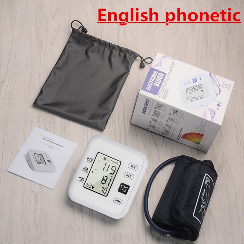 Portable Automatic Upper Arm Blood Pressure Monitor pressao Cuff Tonometer Arm Sphygmomanometer Tensiometer Bp Heart Rate Meter: Style 4