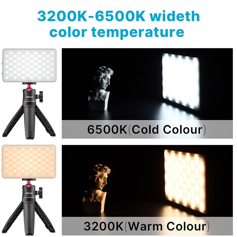 Ulanzi vijim  vl120 3200k-6500k led video lys dslr kamera lys med blød boks rgb farve filter kold sko lomme fyld lys