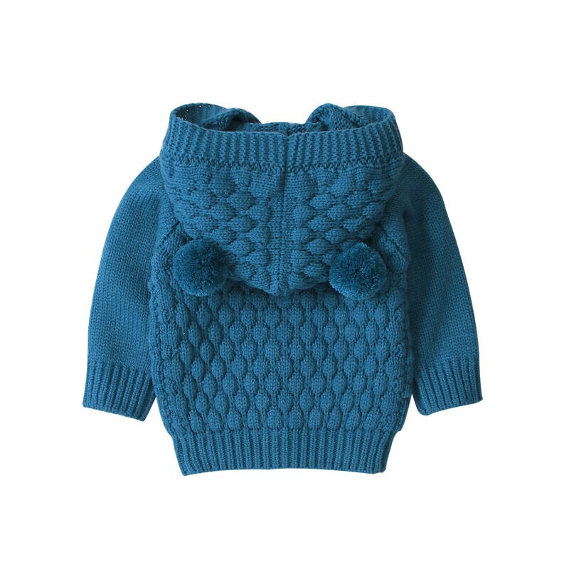 Peuter Baby Kids Jongen Meisjes Gebreide Jas Jas Oor Hooded Uitloper Winter Blouse Trui Gebreide Truien Vest Warme Kleren