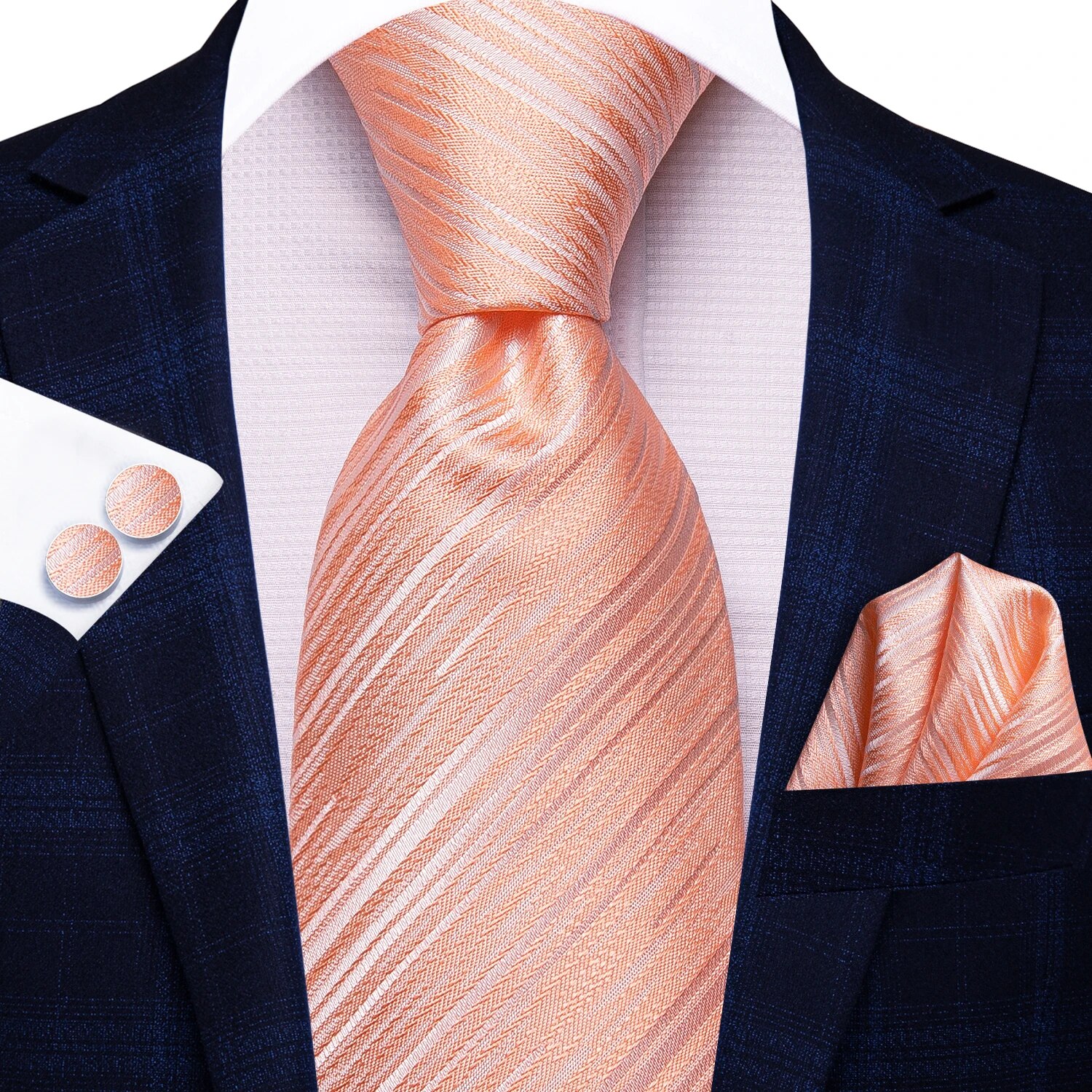 Hi-Tie Black Red Striped Silk Wedding Tie For Men Handky Cufflink Men Necktie Set Business Party