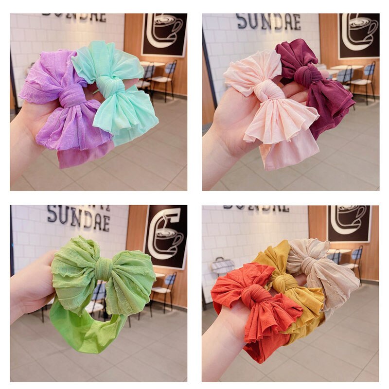 3 Stks/set Baby Hoofdband Big Bows Pasgeboren Hoofdbanden Hoofdbanden Voor Meisjes Effen Kleur Kids Baby Tulband Baby Haar Accessoires