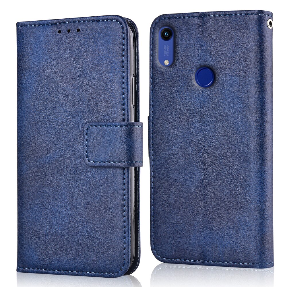 Voor Huawei Honor 8A JAT-L29 Case Voor Op Huawei 8A 8 EEN Coque Luxe Wallet Case Voor Huawei JAT-L29 Boek flip Cover: niu-Dark Blue