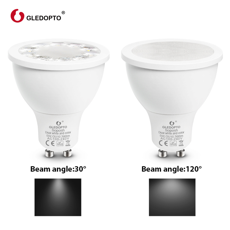 Zigbee RGB+CCT 5W GU10 Smart Led Spotlight Smart Home AC100-240V Color Change Led Dual Light baterry spotlight spotlight color