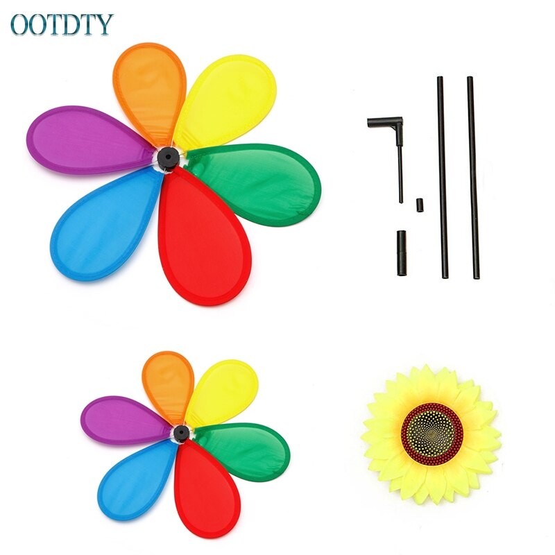 Sunflower Rainbow Windmill Wind Spinner Whirligig Wheel Home Yard Decoration #330