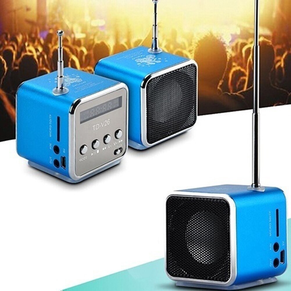 TDV26 Mini Subwoofer Stereo Lautsprecher TF Karte FM Radio Musik-Spieler mit Antenne