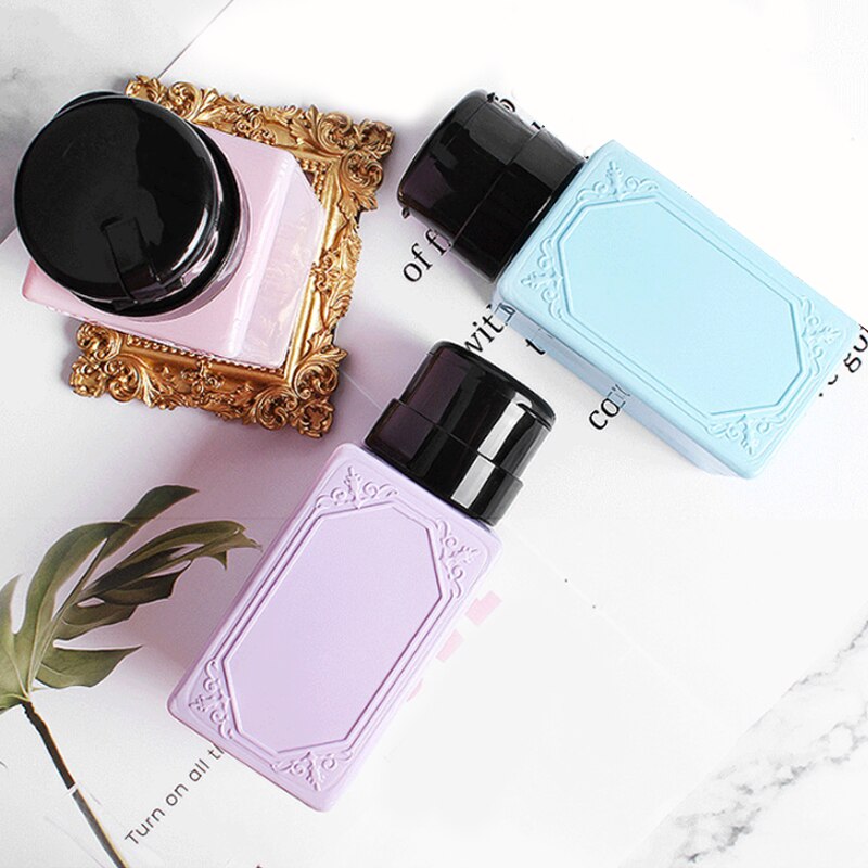 1PC 200ml Empty Pump Cleaner Bottle Dispenser Alcohol Press Lotion Nail Polish Remover Make Up Refillable Container Tools