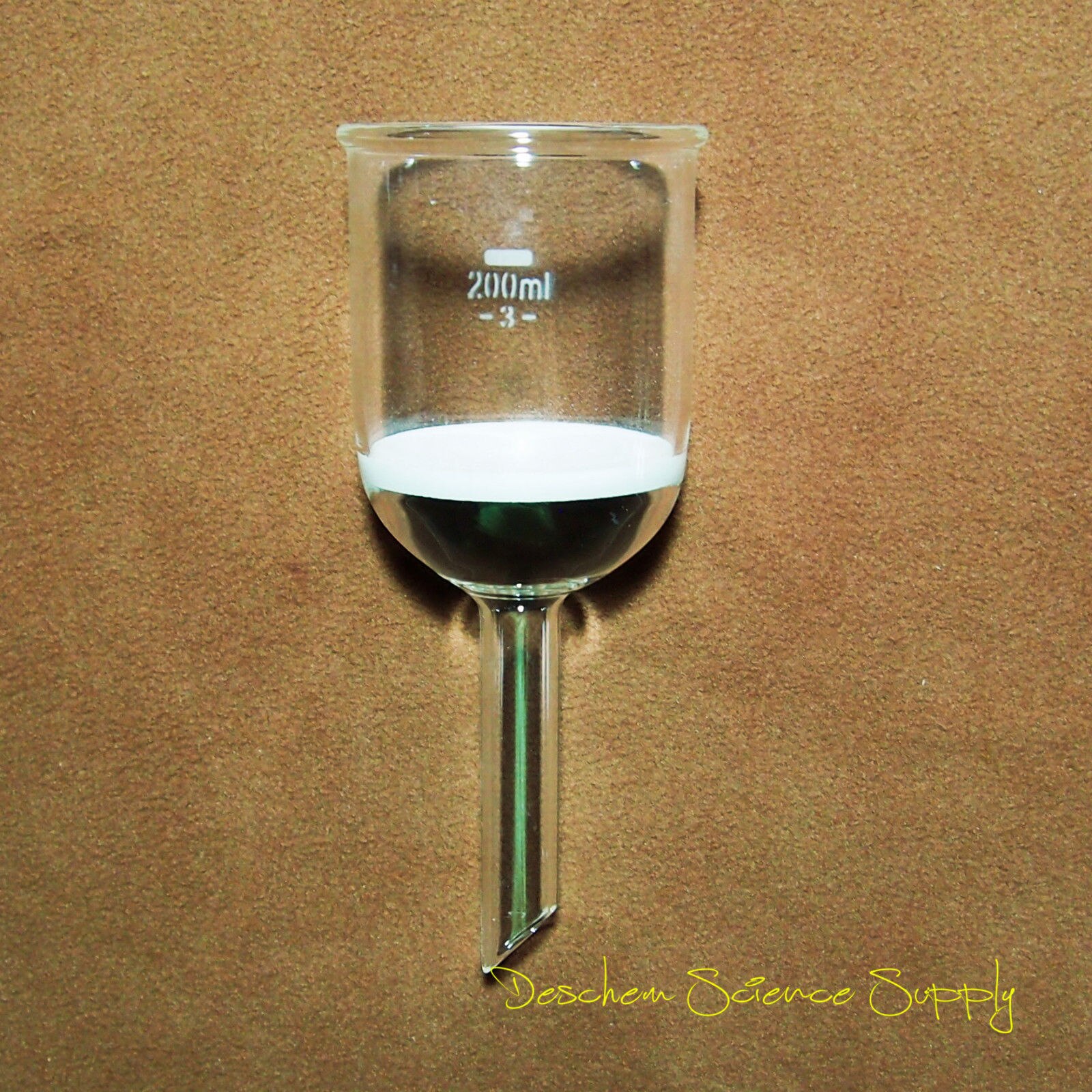 200 ml, Glas Buchner Trechter, #3 Zand Grof Filter, Lab Chemie Glaswerk