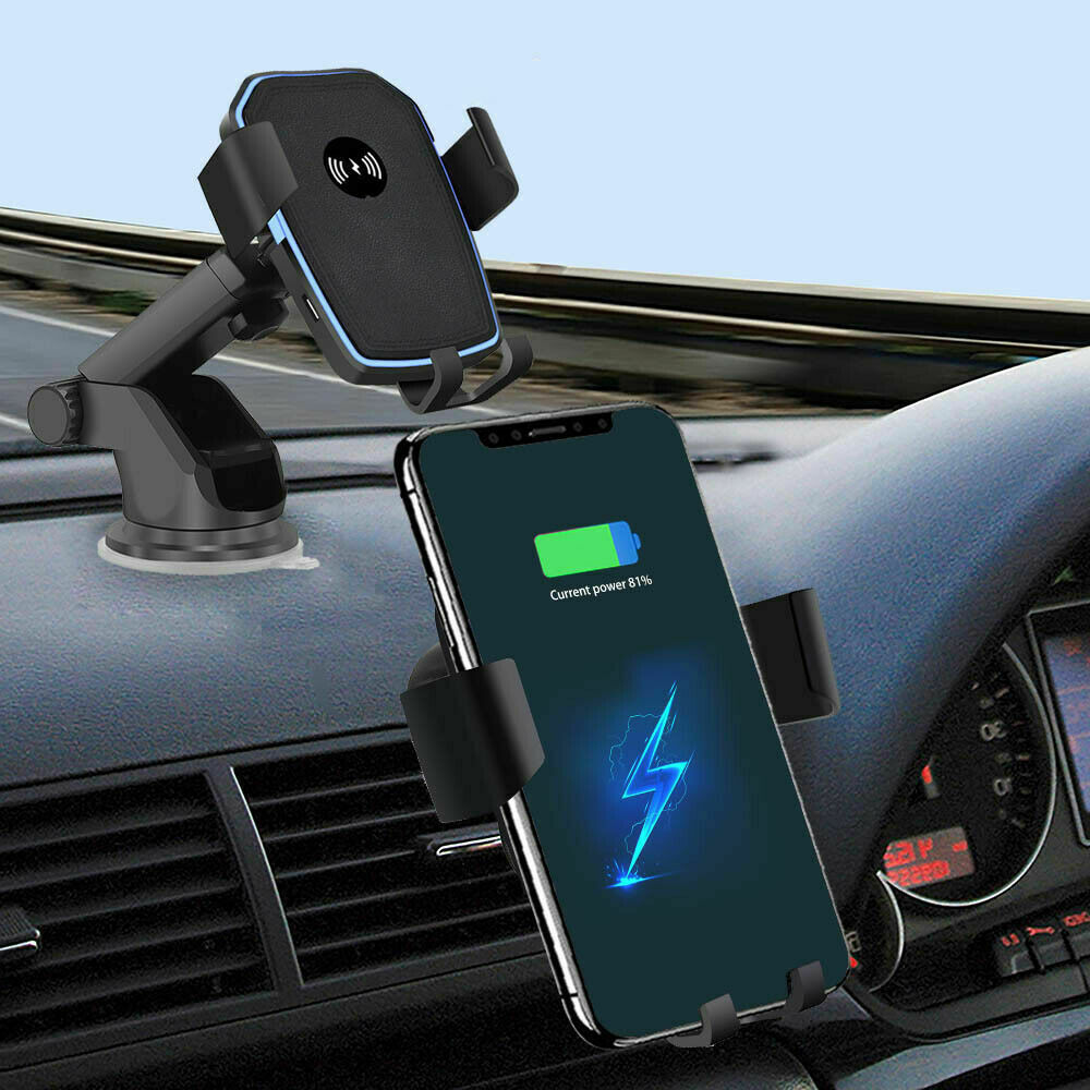 Qi draadloze snellader autolader houder standaard 2 in 1 voor mobiele telefoon