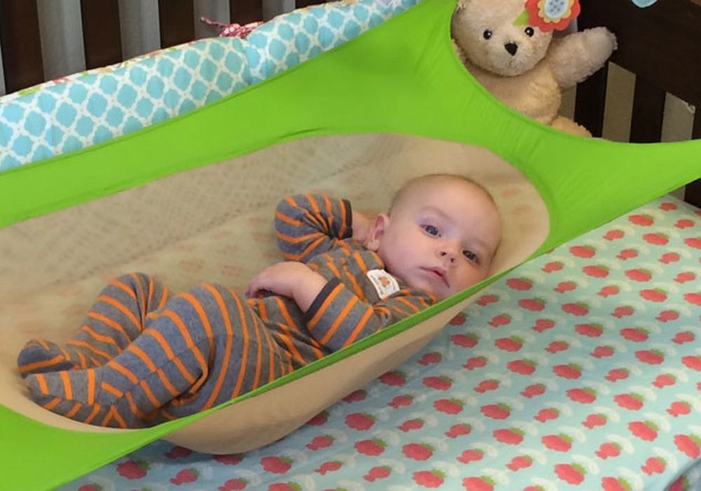 130cm*80cm avtagbara babyhängmatta babyleksaker inomhus babyvagga babygunga babysovhängmatta för liten baby: Grön