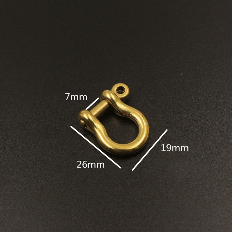Solid Brass Carabiner D Bow Shackle Fob Key Ring Keychain Hook Screw Joint Connector Buckle: 7mm