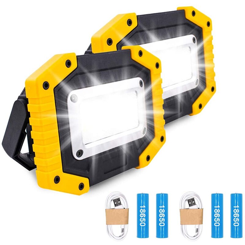 LED Rechargeable Work Lights 30W Floodlight Battery Security Light with 3 Modes Outdoor COB Camping Lights with USB
