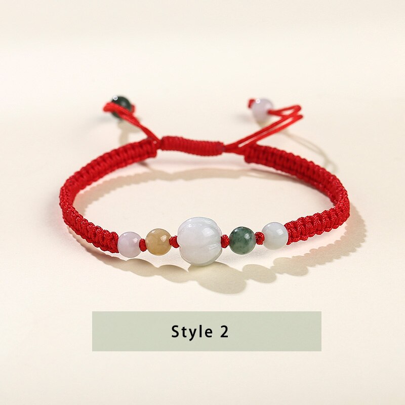 JD Glück rot Seil Armbänder Natürliche Jade Pixiu Gold Farbe Tibetischen Buddhistischen Knoten Einstellbare Charme Armbinde Für Frauen Männer 1 stücke: Stil 2