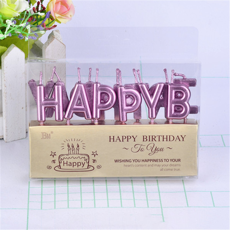 Cartoon animal happy birthday cake party art candle crown letter happy birthday: B rose gold HP