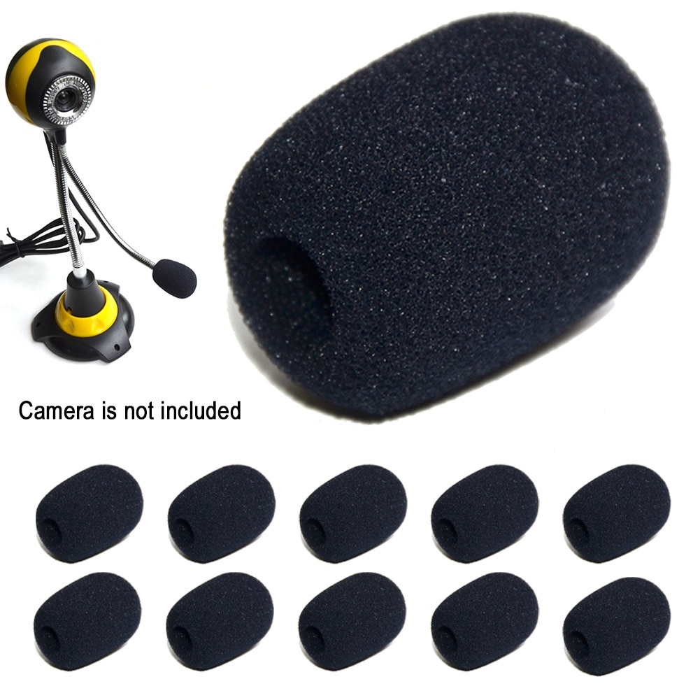 10pcs/set Mini Black Microphone Pad Headset Windscreen Soft Sponge Foam Pad Mic Covers Protector Microphone Accessories