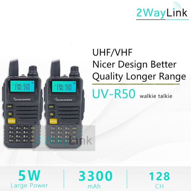 Iluminación led en UV-R50 TG-UV2 Walkie Talkie UV-R50-2 UHF, VHF 5W Radio de dos 3300mAh portátil de iluminación led en UV-R50 (-1) Radio TG-UV50R