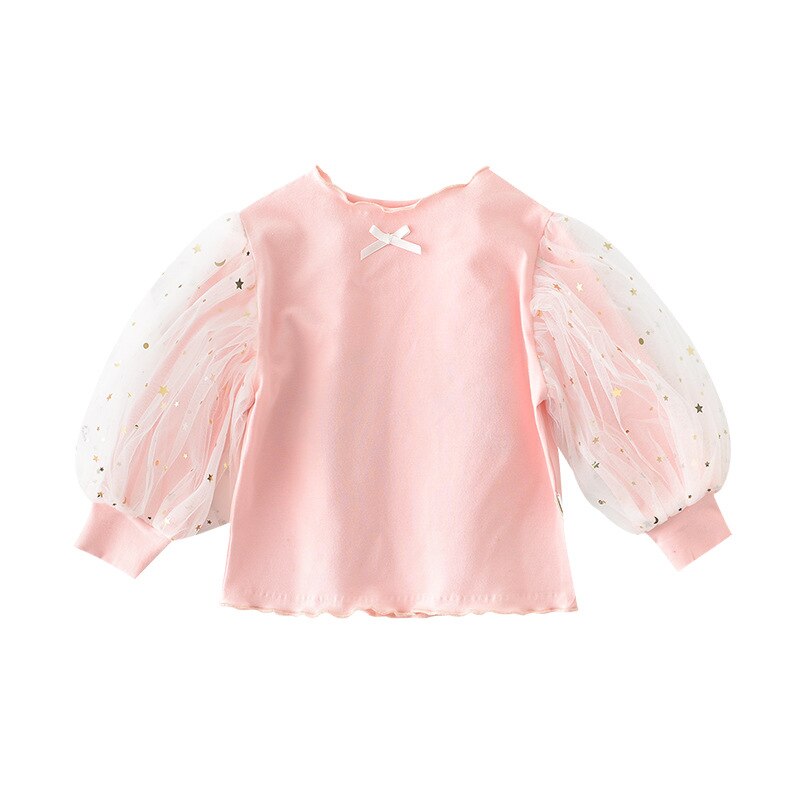 Frühling Neue Baby kinder Prinzessin Mesh Puff Hülse Bodenbildung Shirt Nette Baby Mädchen T Shirt Infant Baby Mädchen Weiß hemd