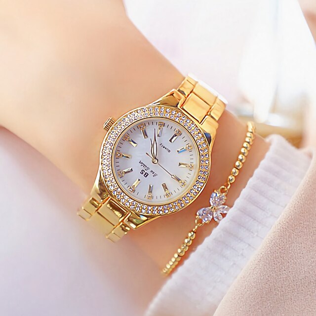 2022 Gold Ladies Wrist Watches Dress Watch Women Crystal Diamond Watches Stainless Steel Silver Clock Women Montre Femme: gold bracelet