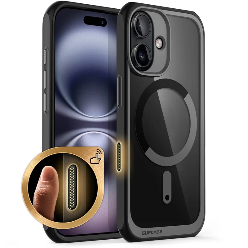 SUPCASE-funda magnética For iPhone 16 Case carcasa con botón de captura de Control de cámara, delgada, a prueba de golpes, MagSafe: Negro