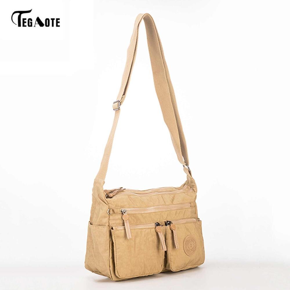 TEGAOTE femmes Messenger sacs dames Nylon sac à main voyage décontracté Original sac femme grande capacité sac à bandoulière: Kaki