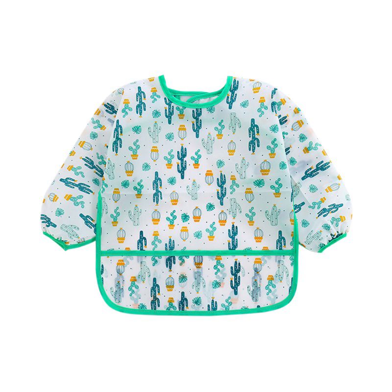 Haklappar med ärmar vattentäta unisex haklappar anti-dressing haklappar baby dregla haklappar måla förkläde haklappar för spädbarn småbarn: Grön / M