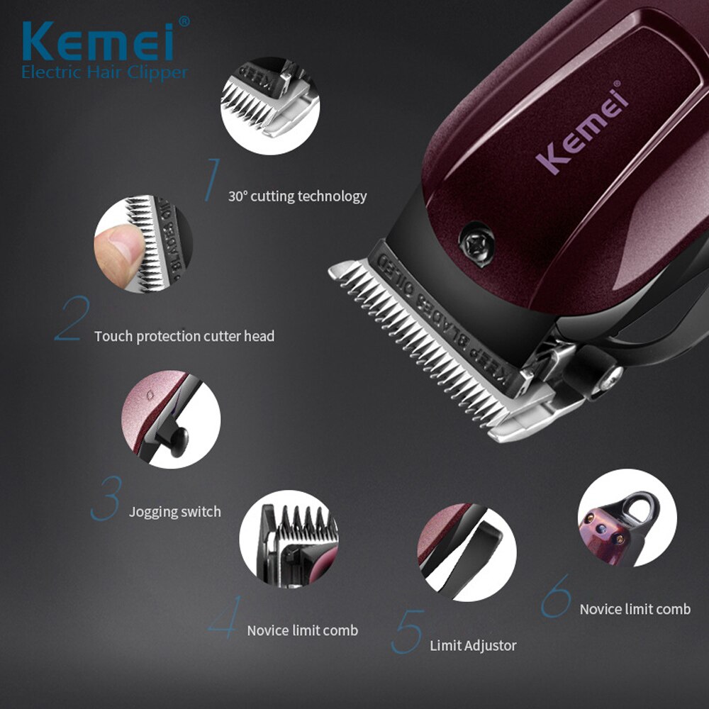 Tondeuse à cheveux de précision puissante barbier Kemel tondeuse professionnelle Kmei Cliper Trimer Kamei hommes coupe sans fil 0.1-3mm Drimmer
