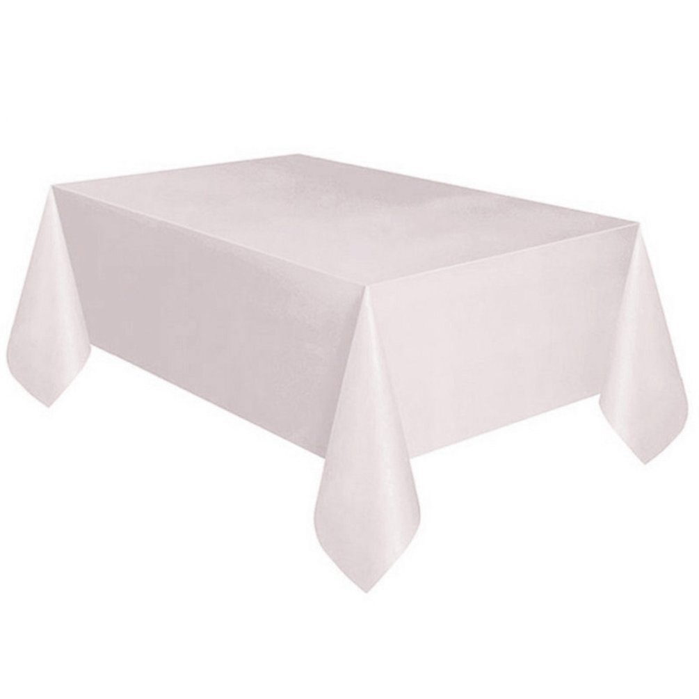 Disposable Party Tablecloth Pe Plastic Cloth Birthday Dessert Table Solid Color Tablecloth 137*274Cm: White