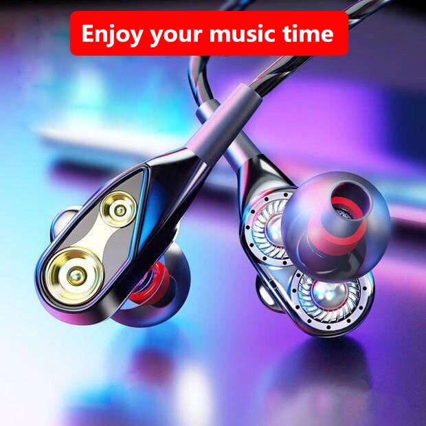 Podwójny napęd Stereo przewodowe słuchawki douszne słuchawki douszne słuchawki basowe dla IPhone 7 Samsung 3.5mm sportowy zestaw słuchawkowy do gier z mikrofonem