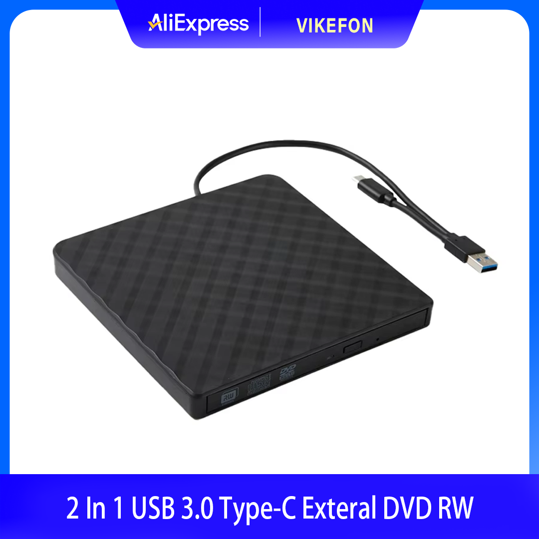 Externes DVD-Laufwerk, USB 3.0, tragbar, schlank, optisches Laufwerk, Brenner, Lesegerät, Player, Tablett-Typ, tragbar, für Laptop, PC, Computer