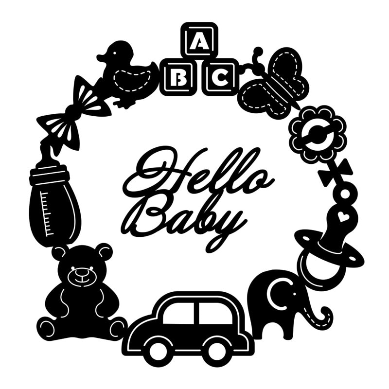 DiyArts Hello Baby Metalen Stansmessen Auto Speelgoed Olifant Cirkel voor Card Making Scrapbooking Embossing Bezuinigingen Stencil Craft Sterft
