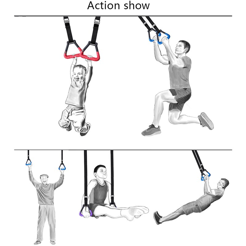 Gymnastic Rings Set Childrens Home Fitness Training Equipment with Adjustable Buckle Heightening Pull Ring for Physical Training