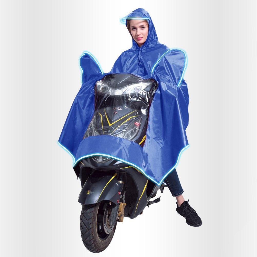 Waterpoof Poncho Rain Cape Safe Riding Universal Wide Hat Brim PVC Motorcycle Accessories With Reflective Strip