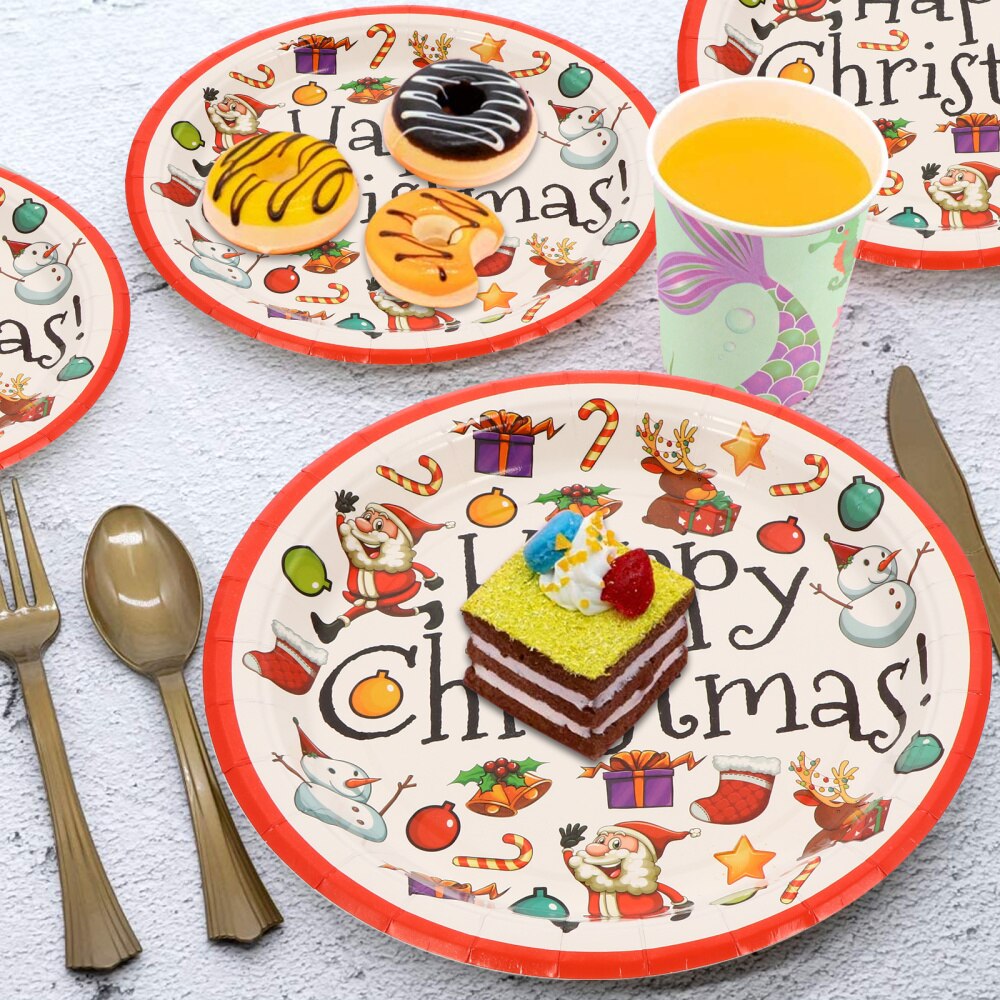 1 Set Paper Plate Christmas Plates Party Tissue Dinnerware Set Party Supplies
