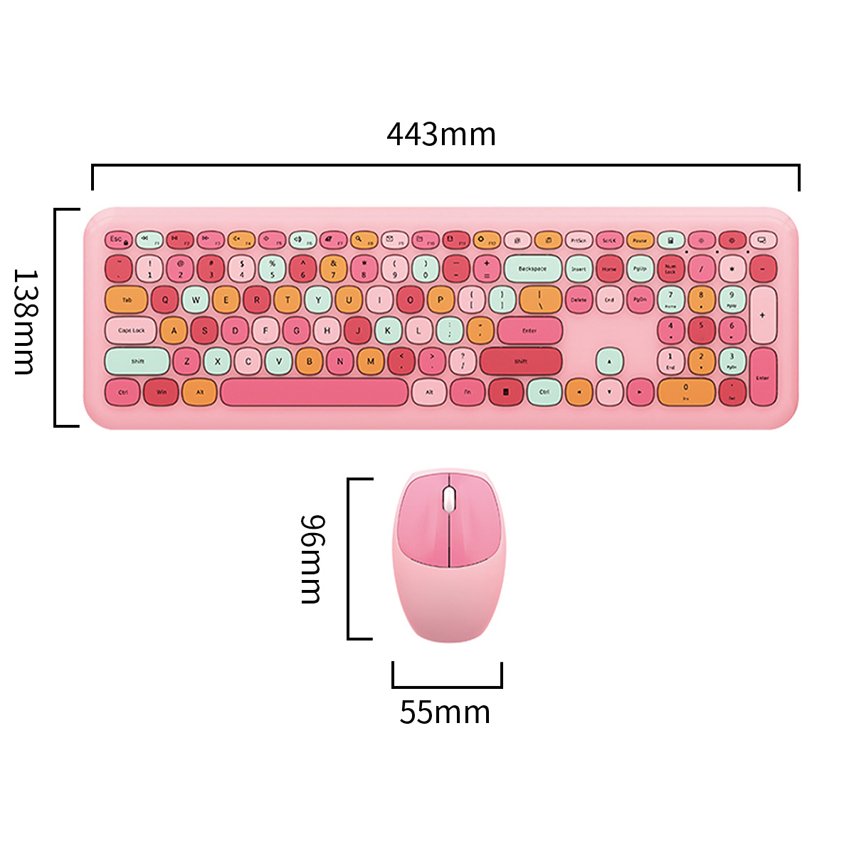 MOFii Bezprzewodowe połączenie Mieszane klawisze Kolorowe różowe 666 Bezprzewodowy zestaw klawiatury i myszy