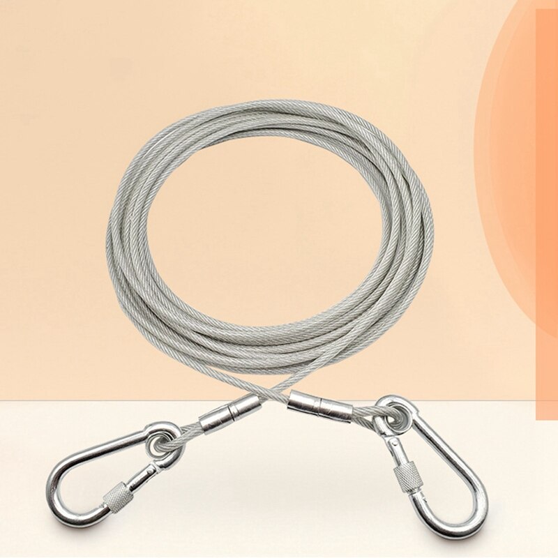 Extra Long Wire Rope Leash For Large Dogs Outdoor Dog Chain Traction Rope About 6-9M 2 Colors 2 Sizes