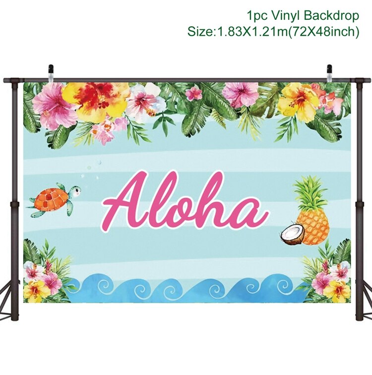 Aloha Birthday Party Backdrop Hawaii Tropical Flamingo Party Decor Summer Birthday Party Decor Kids Luau Aloha Party Supplies: Backdrop 6