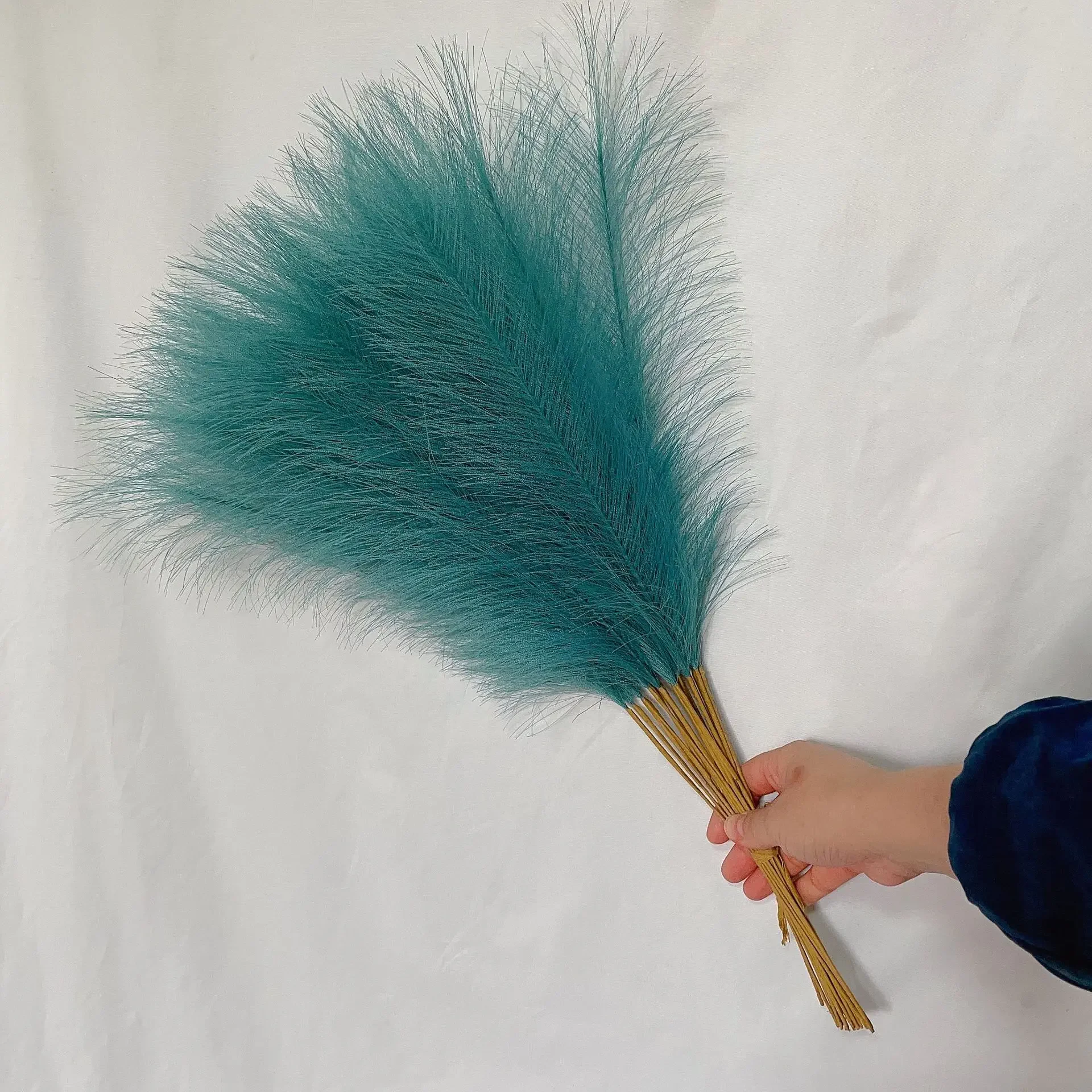 10 Stück Seiden-Pampasgras-Dekor, künstlicher Blumenstrauß, flauschige Simulation, künstliche Pampas-Anordnungen für Hochzeit, Heimdekoration: Champagner