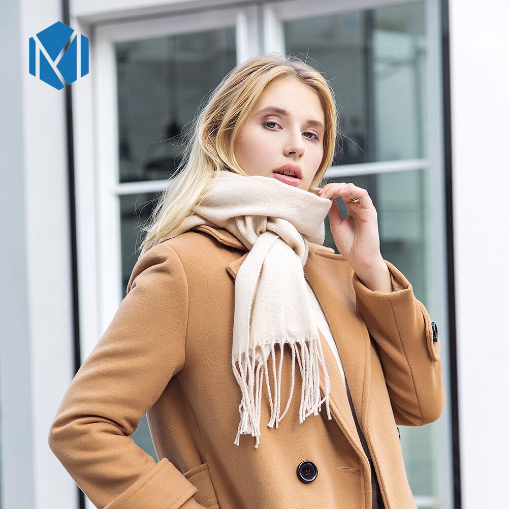 Bandana vinter kashmir tørklæde til kvinder tyk pashmina kvinde stjal plaid kvaster sjal tørklæder sjaal foulard femme: Størrelse l-biege