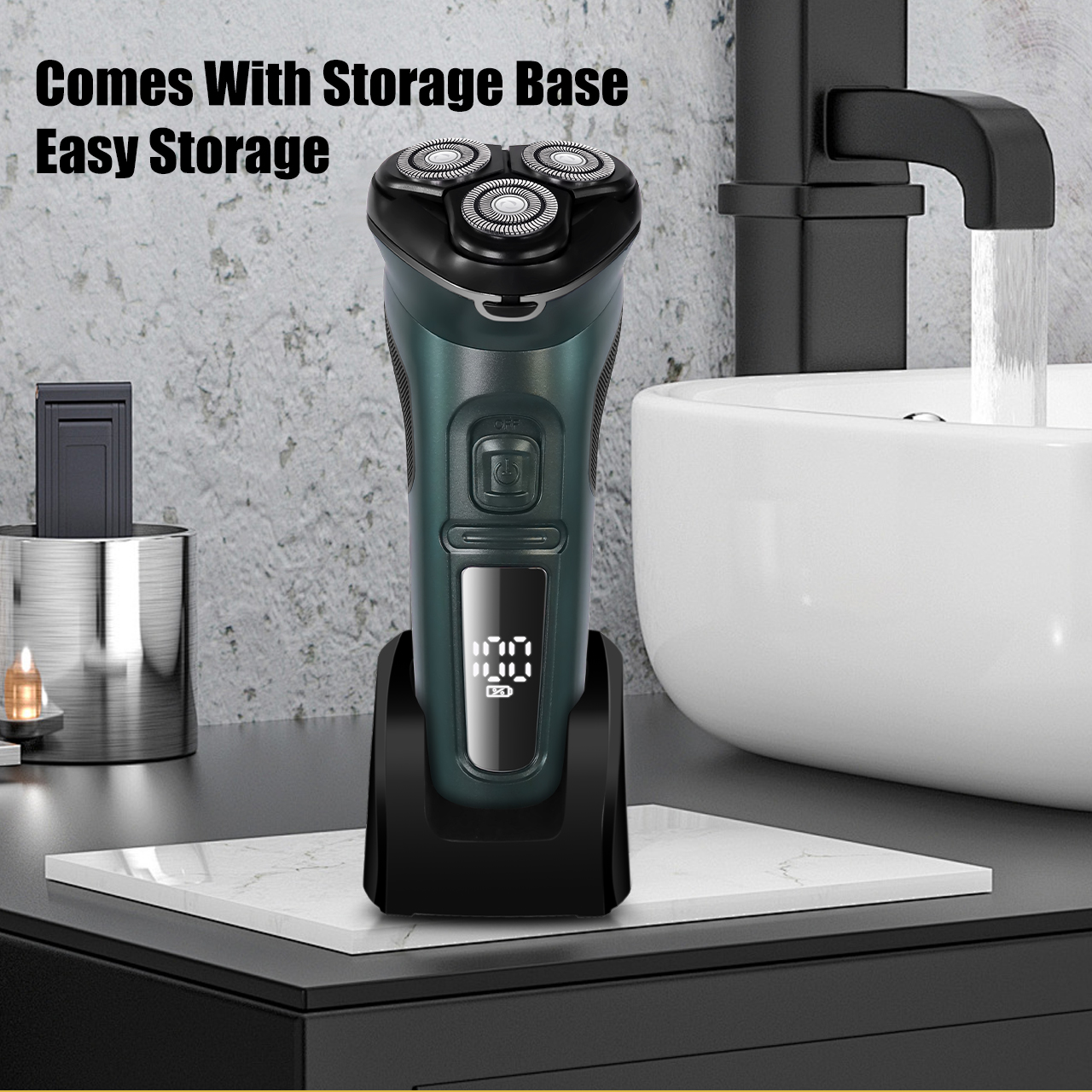 Solimpia-Afeitadora eléctrica resistente al agua con pantalla LCD para hombres, afeitadora Facial con cuello seco y húmedo, recargable por USB