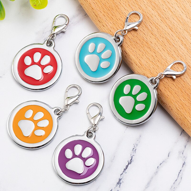 Pendentif rond empreinte de patte, étiquette de chien, patte de chat, accessoires de décoration pour animaux de compagnie