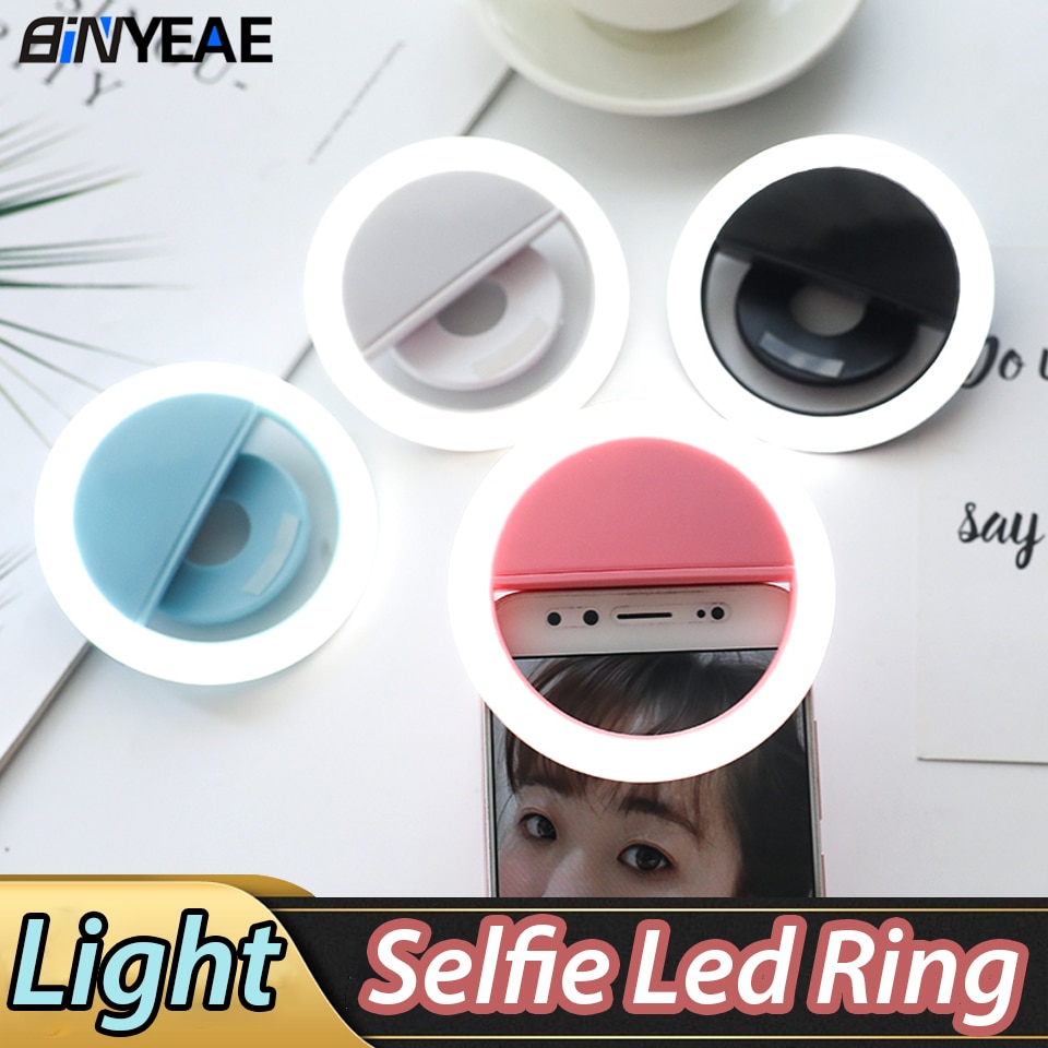 Mini anillo de luz LED Universal para selfies, luz de Flash para teléfono móvil, teléfono inteligente, cámara de Selfie, lente de belleza, lámpara portátil luminosa para Samsung