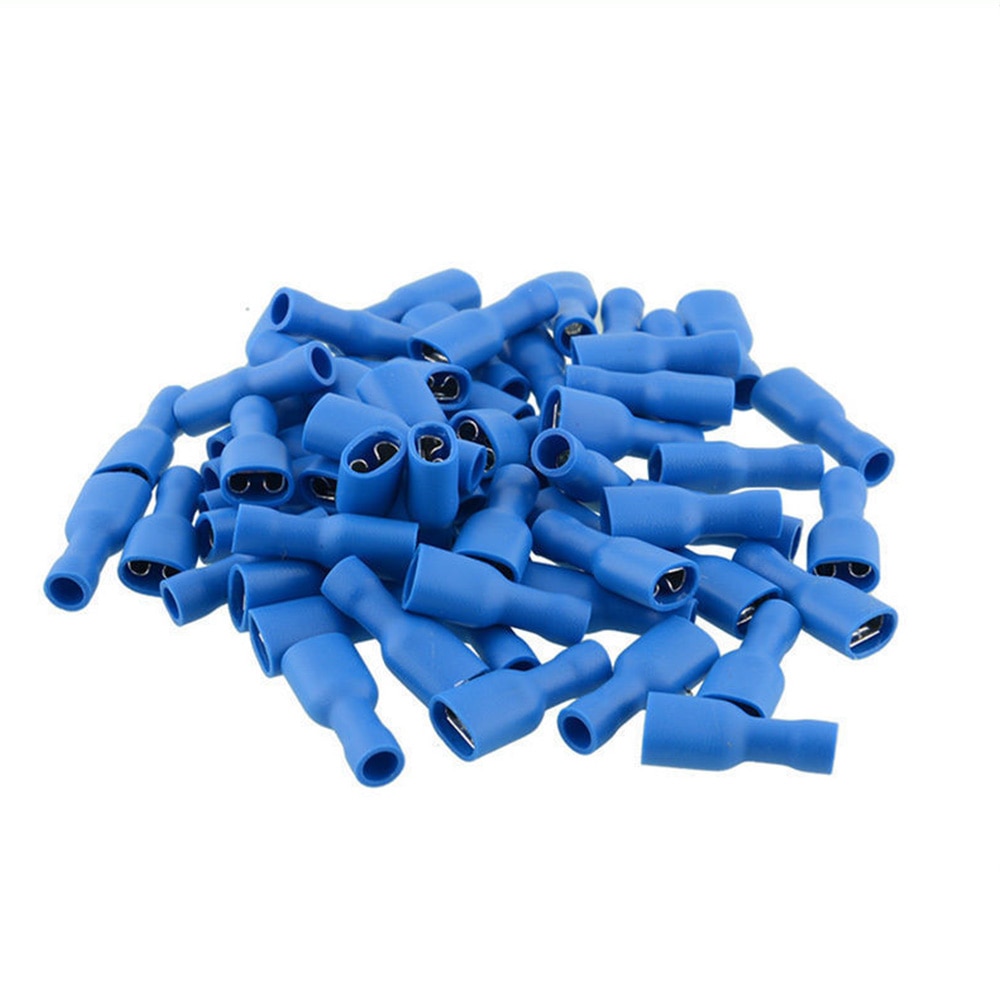 100x Spade Crimp Terminals Insulated Connectors Male&female Cable Shoes Blue Male/Female Insulated Crimp Terminals